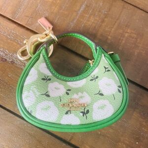 Coach Green Floral Keychain and bag charm